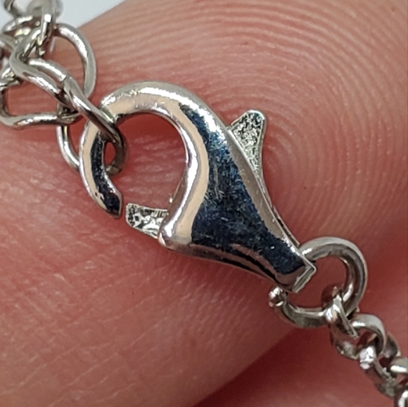 Sterling Silver Halo Cubic Zirconia CZ Y Drop Necklace - Picture 4 of 5